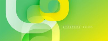 Soyut kompozisyon. Üst üste binen daireler dinamik değişim etkisi yaratır. Parlak yeşil, sarı renkler baskın. Arkaplan ve sunumlar için modern tasarım.