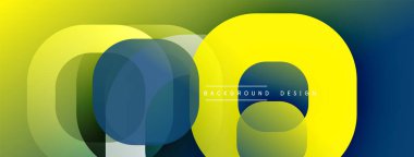 Soyut geometrik bileşim. Üst üste binen daireler dinamik görsel efekt yaratır. Renkler pürüzsüzce karışır. Arka planlar için modern tasarım ögesi.