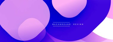 Soyut şekiller örtüşüyor, canlı mor ve mavi renkler yaratıyor. Modern tasarım, pürüzsüz geçişler, minimalist estetik. Dijital projeler için uygun arkaplan.