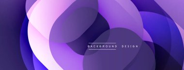 Soyut şekiller üst üste binerek dinamik mor gradyan oluşturur. Yumuşak kıvrımlar hareketi gösterir, modern tasarımı. Yumuşak renkler sakin bir atmosferi çağrıştırır.