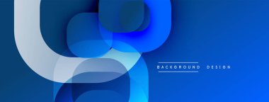 Mavi soyut şekiller örtüşüyor. Gradyan gölgeler derinlik yaratır. Arka planlar, sunumlar, dijital sanat için modern tasarım. Yumuşak kıvrımlar, canlı renkler.
