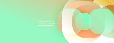 Soyut tasarım. Üst üste binen daireler dinamik bileşim yaratır. Turuncu, yeşil, beyaz renkler arasındaki yumuşak değişimler. Minimalist estetik. Temiz, modern görsel.