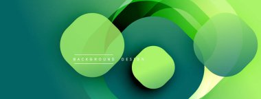 Yeşil şekiller dinamik bileşim oluşturur. Yumuşak eğimler derinliği, modern estetiği akla getiriyor. Minimalist tasarım, sunum ve markalaşma için mükemmel bir zemin.