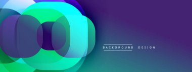 Soyut tasarım özellikleri üst üste biniyor. Canlı mavi, yeşil, mor renkler dinamik bir eğilim yaratır. Modern estetik, dijital arkaplanlar için uygun.