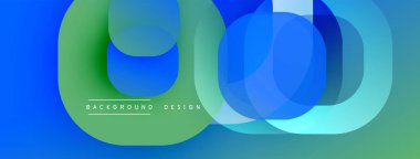 Soyut tasarım. Üst üste binen daireler canlı renk değişimleri yaratır. Mavi, yeşil, turkuaz renkler kusursuz bir şekilde harmanlanır. Modern estetik. Minimalist kompozisyon.