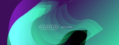 Soyut dalgalar, canlı renkler, pürüzsüz eğimler. Modern tasarım, dinamik şekiller, akış çizgileri. deniz mavisi, mor, yeşil renkler görsel ilgi yaratıyor.