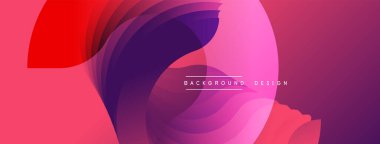 Soyut tasarım. Üst üste binen katmanlar dinamik bileşim yaratır. Canlı pembeler, morlar, kırmızılar pürüzsüz karışıyor. Modern estetik, pürüzsüz gradyanlar, sanatsal ifade.