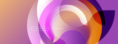 Soyut tasarım. Üst üste binen daireler dinamik bileşim yaratır. Renkler pürüzsüzce karışır. Modern estetik. Minimalist tarzda. Dijital projeler için arkaplan ögesi.