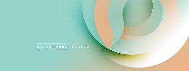 Soyut tasarım. Üst üste binen daireler dinamik bileşim yaratır. Yumuşak renk paleti, deniz mavisi ve şeftali rengi. Minimalist estetik, modern his. Temiz çizgiler, pürüzsüz eğimler.