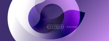 Mor soyut şekiller dinamik bileşim oluşturur. Düz gradyanlar, modern tasarım, zarif estetik. Minimalist tarz, canlı renkler, dijital sanat.