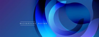 Soyut mavi tasarım. Üst üste binen daireler dinamik akış yaratır. Dereceli gölgeler derinlik katıyor. Dijital projeler için modern estetik.