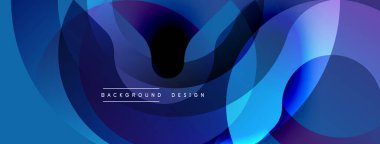 Soyut mavi tasarım. Üst üste binen şekiller dinamik akış yaratır. Değişken renkler, pürüzsüz geçişler, modern estetik. Dijital sanat ve sunumlar için uygun bir arkaplan.