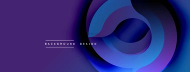 Mor mavi soyut katmanlar dinamik dairesel tasarım yaratır. Düz gradyanlar, modern estetik, sunumlar, web siteleri, markalaşma için mükemmel bir zemin.