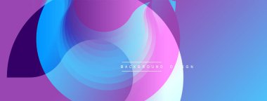 Soyut tasarım. Üst üste binen katmanlar canlı ve pürüzsüz eğimler yaratır. Mor, mavi, pembe renkler kusursuz bir şekilde harmanlanır. Modern, dinamik kompozisyon.