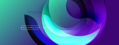 Soyut enerjik tasarım. Üst üste binen daireler dinamik bileşim yaratır. Renkler pürüzsüzce karışır. Dijital projeler için modern estetik.