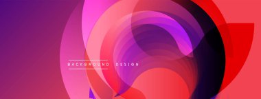 Soyut tasarım özellikleri üst üste binen daireler, canlı renkler. Pürüzsüz gradyanlar dinamik bileşim oluşturur. Modern estetik, arka plan için mükemmel..