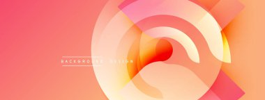 Soyut tasarım. Üst üste binen daireler dinamik bileşim yaratır. Sıcak renk paleti, gradyanlar, pürüzsüz geçişler. Modern estetik, basit şekiller.