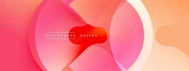 Soyut tasarım. Üst üste binen şekiller dinamik bileşim yaratır. Sıcak renk paleti, gradyanlar, pürüzsüz geçişler. Modern estetik, temiz hatlar. Minimalist stil.