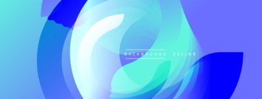 Soyut mavi tasarım. Yumuşak eğimler, akıcı şekiller dinamik bileşimler oluşturur. Açık turkuaz derin donanmayla harmanlanır. Modern estetik.