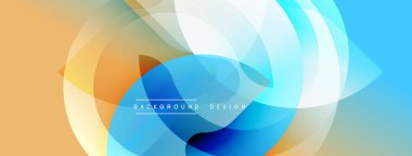 soyut şekiller, canlı renkler, düz gradyanlar, modern tasarım, dinamik kompozisyon, üst üste binen katmanlar, mavi, turuncu, beyaz, sanatsal, dijital illüstrasyon.