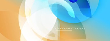 Soyut şekiller örtüşüyor, parlak mavi, turuncu gradyanlar yaratıyor. Düz geçişler, modern tasarım, dijital arkaplan veya sunumlar için mükemmel..