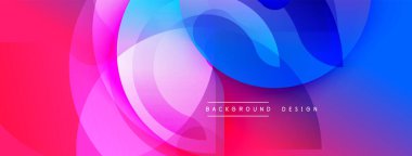 Soyut canlı katmanlar dinamik bileşim yaratır. Pembe, mor ve mavi renklerin karışımı pürüzsüzdür. Modern tasarım enerjiyi ve hareketi çağrıştırıyor..