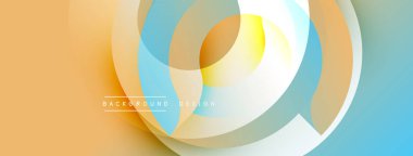 Soyut tasarım. Üst üste binen daireler dinamik bileşim yaratır. Yumuşak renk paleti, gradyanlar, modern estetik. Minimalist tarz, temiz çizgiler, görsel uyum..