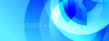 Mavi soyut şekiller dinamik bileşimler oluşturur. Düz gradyanlar, üst üste binen katmanlar, modern tasarım. Canlı renkler, temiz estetik..