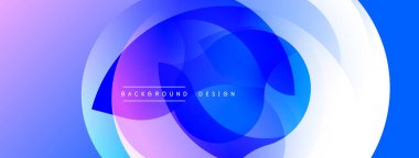 Soyut tasarım. Üst üste binen şekiller canlı bir eğilim yaratır. Mavi, mor, beyaz renkler kusursuz bir şekilde harmanlanır. Modern estetik. Minimalist kompozisyon.