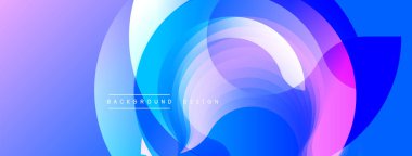 Soyut tasarım. Üst üste binen daireler dinamik akış yaratır. Mavi, mor, pembe renkler kusursuz bir şekilde harmanlanır. Modern estetik, arka plan için mükemmel..