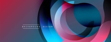 Soyut tasarım. Üst üste binen daireler dinamik bileşim yaratır. Mor, mavi renkler baskın. Modern, enerjik estetik. Yumuşak gradyanlar, zarif bir sunum.