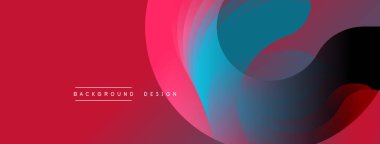 Soyut tasarım. Üst üste binen daireler dinamik görsel efekt yaratır. Kırmızı, mavi, mor renkler düzgün bir şekilde harmanlanır. Modern, canlı arkaplan.