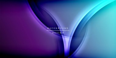 Soyut arkaplan dalgalı kıvrımlar, canlı mor renkler mavi renklere dönüşüyor. Modern tasarım hareketi, derinliği, görsel cazibeyi çağrıştırıyor. Yumuşak gradyanlar dinamik bileşim oluşturur.