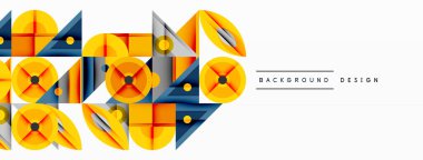 Soyut geometrik desen. Sarı, gri, mavi şekiller modern tasarım yaratır. Temiz çizgiler, minimalist estetik, arka plan veya dijital sanat projeleri için uygun.