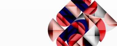 Soyut geometrik bileşim. Kırmızı, donanma, gri şekiller kesişir, dinamik görsel efekt yaratır. Temiz çizgileri olan minimalist tasarım, modern estetik..