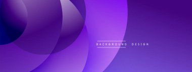 Soyut mor arkaplan, üst üste binen daireler, gradyanlar. Modern tasarım akıcılığı ve sakinliği çağrıştırıyor. Dijital projeler için minimalist estetik.