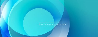 Soyut mavi katmanlar dinamik dairesel desen oluşturur. Düz gradyanlar modern hisler sunuyor, arka planlar, sunumlar, dijital tasarımlar için uygun. Minimalist estetik.