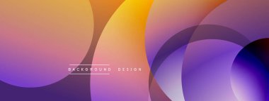 Soyut renkli çemberler örtüşüyor ve pürüzsüz eğimler yaratıyor. Sıcak turuncu geçişleri serin mor renklere dönüştürür. Arkaplan ve sunumlar için uygun modern tasarım.