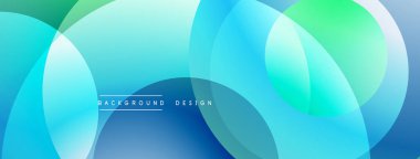 Soyut arkaplan özellikleri üst üste biniyor. Renkler mavi, turkuaz ve yeşilden karışıyor ve pürüzsüz bir eğim yaratıyor. Modern tasarım sakin ve huzurlu bir duyguyu çağrıştırıyor..