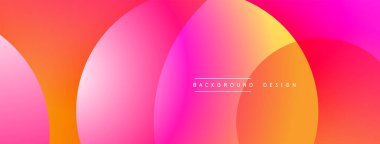 Soyut, enerjik çemberler çakışıyor ve gradyan etki yaratıyor. Pembe, turuncu renkler kompozisyona hakim. Modern tasarım arka planlar ve sunumlar için uygundur. Minimalist estetik.