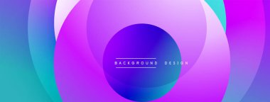 Soyut eğimler katmanlı daireler oluşturur. Canlı mor, mavi renkler düzgün bir şekilde harmanlanarak dinamik görsel efekt yaratır. Arkaplan ve sunumlar için uygun modern tasarım.
