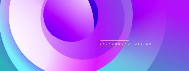 Soyut gradyan katmanlar dairesel şekiller oluşturur. Mor, mavi renkler kompozisyona hakim. Arka planlar ve sunumlar için modern tasarım öğesi. Minimalist estetik.