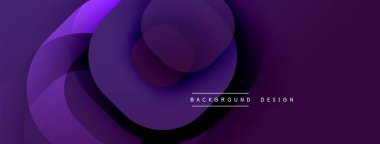Soyut mor tasarım özellikleri üst üste binen yuvarlak şekiller. Derece gölgeler derinlik yaratır, akış biçimleri hareketi gösterir. Minimum metin arka plan tasarımı okur. Modern estetik.