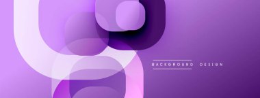 Soyut mor arkaplan özellikleri üst üste binen yuvarlak şekiller. Gradyan gölgeler derinlik yaratır, modern estetik. Dijital projeler ve sunumlar için uygun minimalist tasarım.