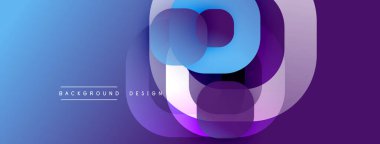 Soyut tasarım, üst üste binen daireler, maviden mora doğru değişen gradyanlar. Modern estetik, arka plan veya dijital sanat projeleri için uygun. Temiz, minimalist kompozisyon.