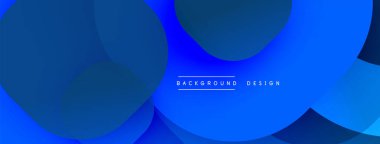 Soyut mavi katmanlar dinamik bileşim yaratır. Üst üste binen daireler derinlik ve modern estetik olduğunu gösteriyor. Gradyan gölgeler görsel ilgiyi arttırır, mevcut temiz tasarım unsurları.