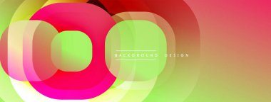 Soyut canlı katmanlar dinamik bileşim yaratır. Üst üste binen daireler pembe, yeşil ve sarı renkleri harmanlıyor. Modern tasarım enerjiyi, hareketi, görsel ilgiyi çağrıştırır. Yumuşak eğimler yumuşak geçişler sunar.