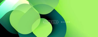 Soyut arkaplan özellikleri üst üste binen yuvarlak şekiller. Yeşil baskın kompozisyonun gradyan tonları modern, dinamik görsel efekt yaratır. Çeşitli projeler için minimalist tasarım.