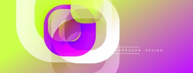 Soyut, enerjik tasarım, üst üste binen daireler. Sarı, mor, pembe renklerin karışımı dinamik görsel efekt yaratır. Dijital projeler için modern arkaplan.