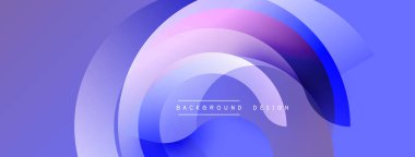 Üst üste binen dairesel katmanlar içeren soyut bileşim. Mor ve mavinin gradyan tonları dinamik görsel efekt yaratır. Özgeçmiş ve sunumlar için uygun minimalist tasarım.